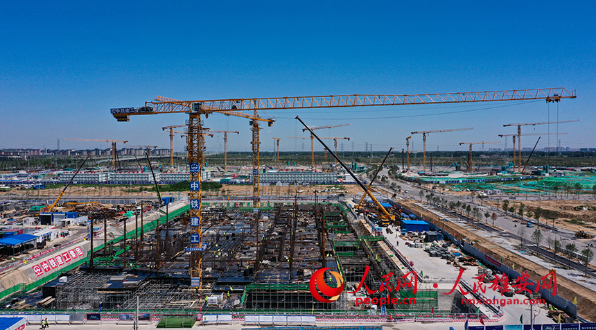 雄安新區大學園圖書館項目建設現場。人民網 李兆民攝