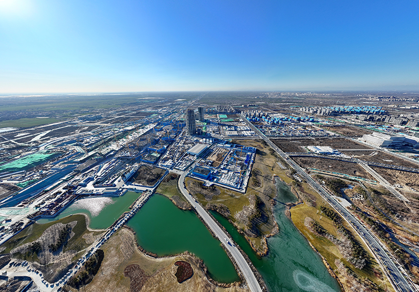 1月9日，雄安新區啟動區內的建設工地（無人機照片）。牟宇攝