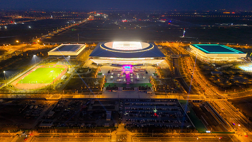 3月30日，雄安體育中心航拍圖。劉良毅攝
